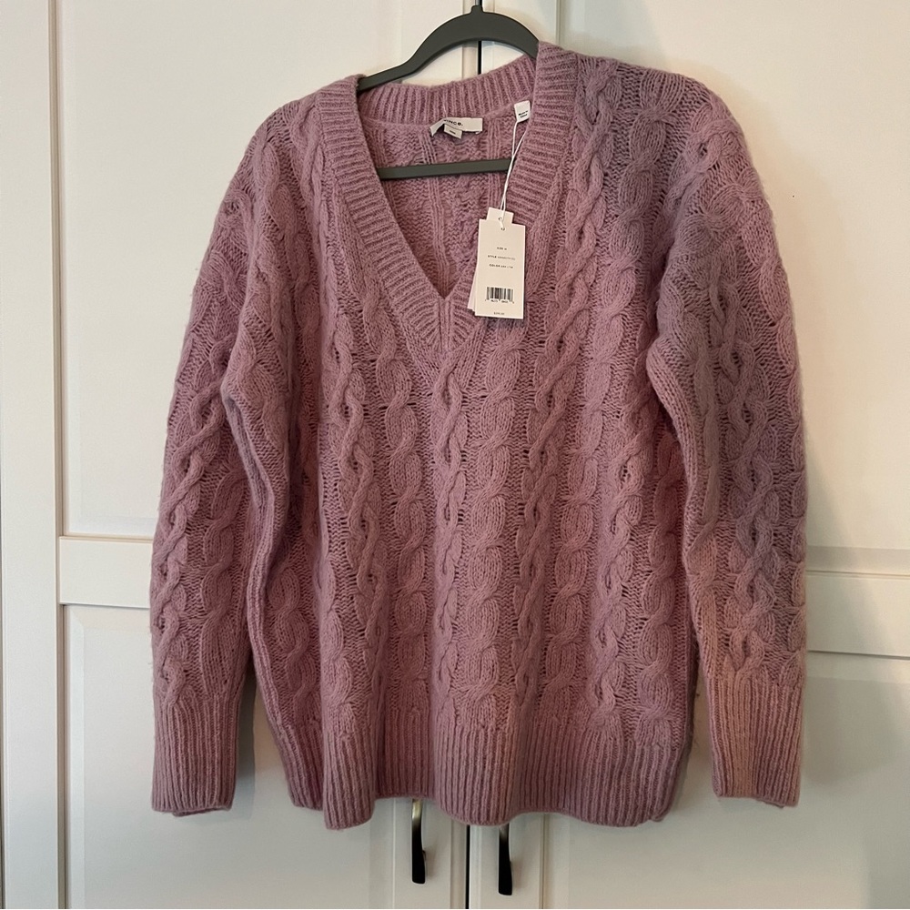 VINCE- Lattice Cable Knit Wool & Alpaca Sweater: Mauve Orchid-Size Medium. NWT